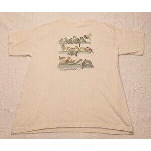 Vtg 90s Hallmark Bird Bird feeder Wildlife Shirt USA XL Cottage Cabin Cute